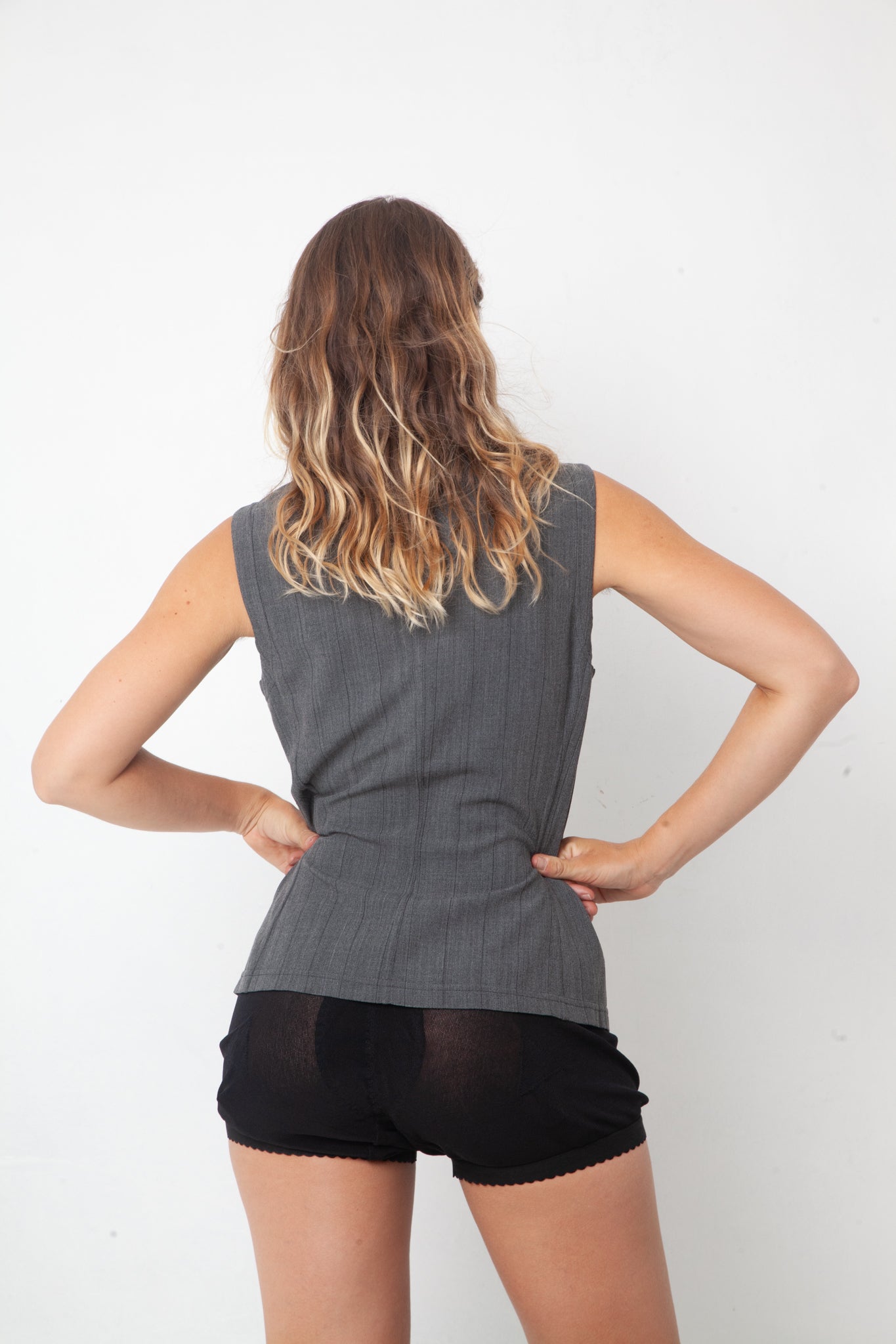 Mani by Armani 90's grey viscose & wool set (cardigan with matching sleeveless vest)