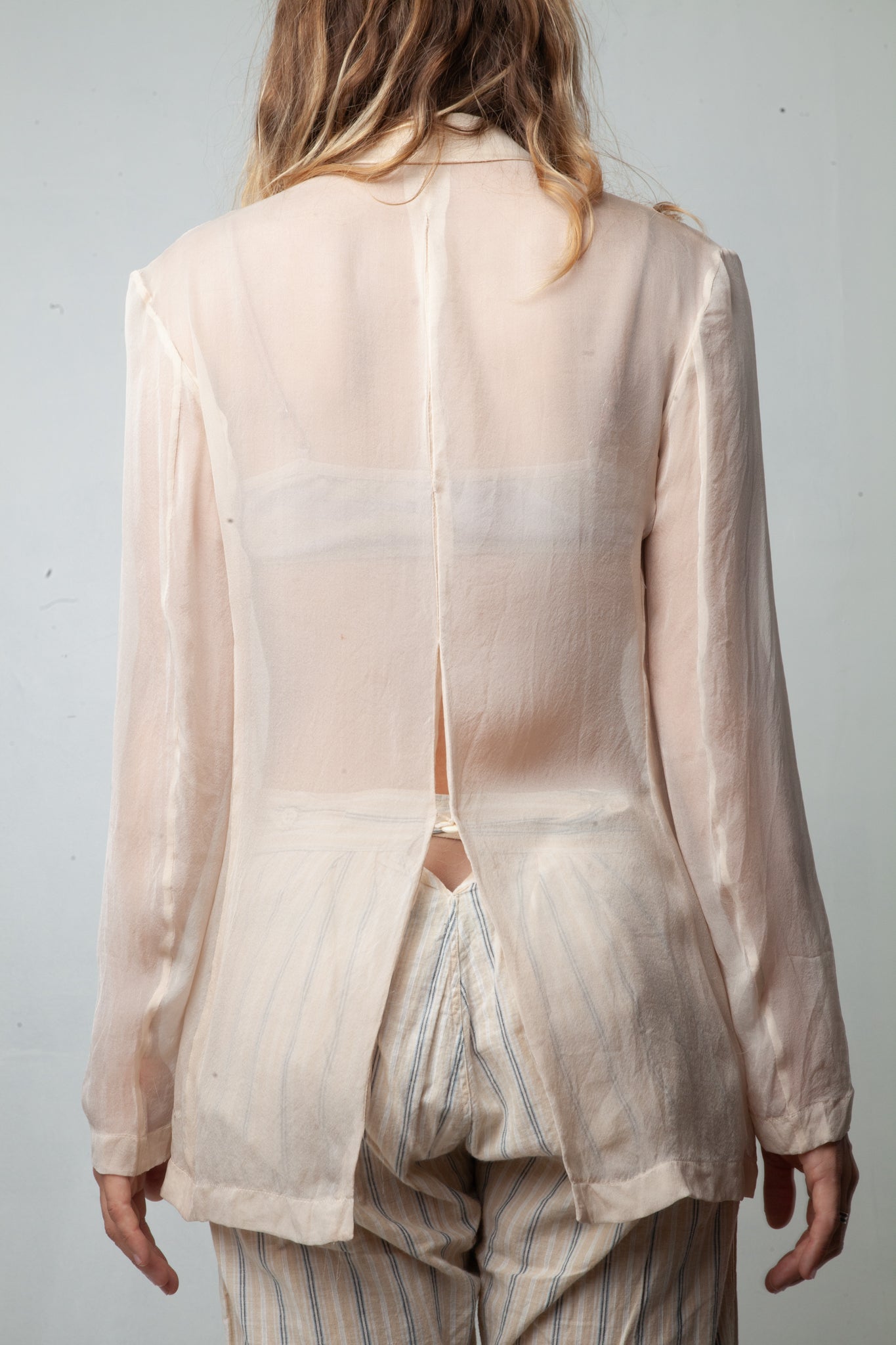 Hussein Chalayan 2000's sheer silk soft pink blazer