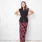 Christian Lacroix Bazaar 90's wool checkered pink and black maxi skirt