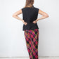 Christian Lacroix Bazaar 90's wool checkered pink and black maxi skirt