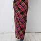 Christian Lacroix Bazaar 90's wool checkered pink and black maxi skirt