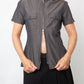 Dries van Noten 90's grey cotton shirt with 2 way zipper and mandarin collar