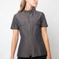 Dries van Noten 90's grey cotton shirt with 2 way zipper and mandarin collar