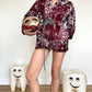 Jean-Paul Lespagnard red, black and white lurex jacket with wavy pattern and rope belt