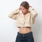 D&G 2000's beige cropped blazer with golden embroideries and open back