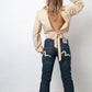 D&G 2000's beige cropped blazer with golden embroideries and open back