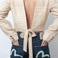 D&G 2000's beige cropped blazer with golden embroideries and open back
