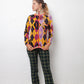 Christian Dior SS 2005 argyle zipper cardigan in yellow purple and black
