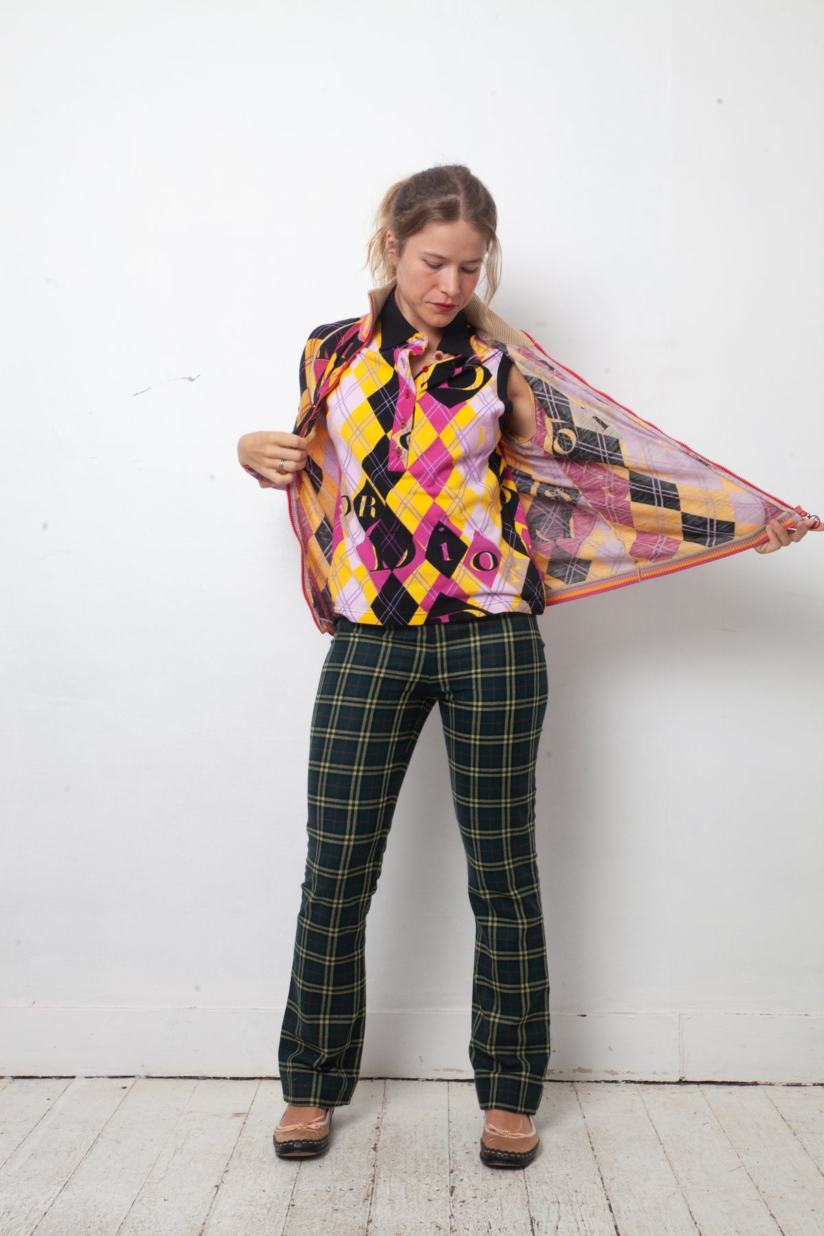 Christian Dior SS 2005 argyle print sleeveless polo shirt