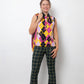 Christian Dior SS 2005 argyle zipper cardigan in yellow purple and black