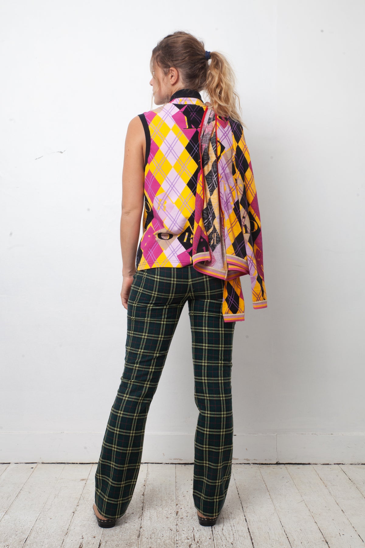 Christian Dior SS 2005 argyle print sleeveless polo shirt
