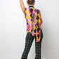 Christian Dior SS 2005 argyle zipper cardigan in yellow purple and black