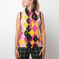 Christian Dior SS 2005 argyle print sleeveless polo shirt