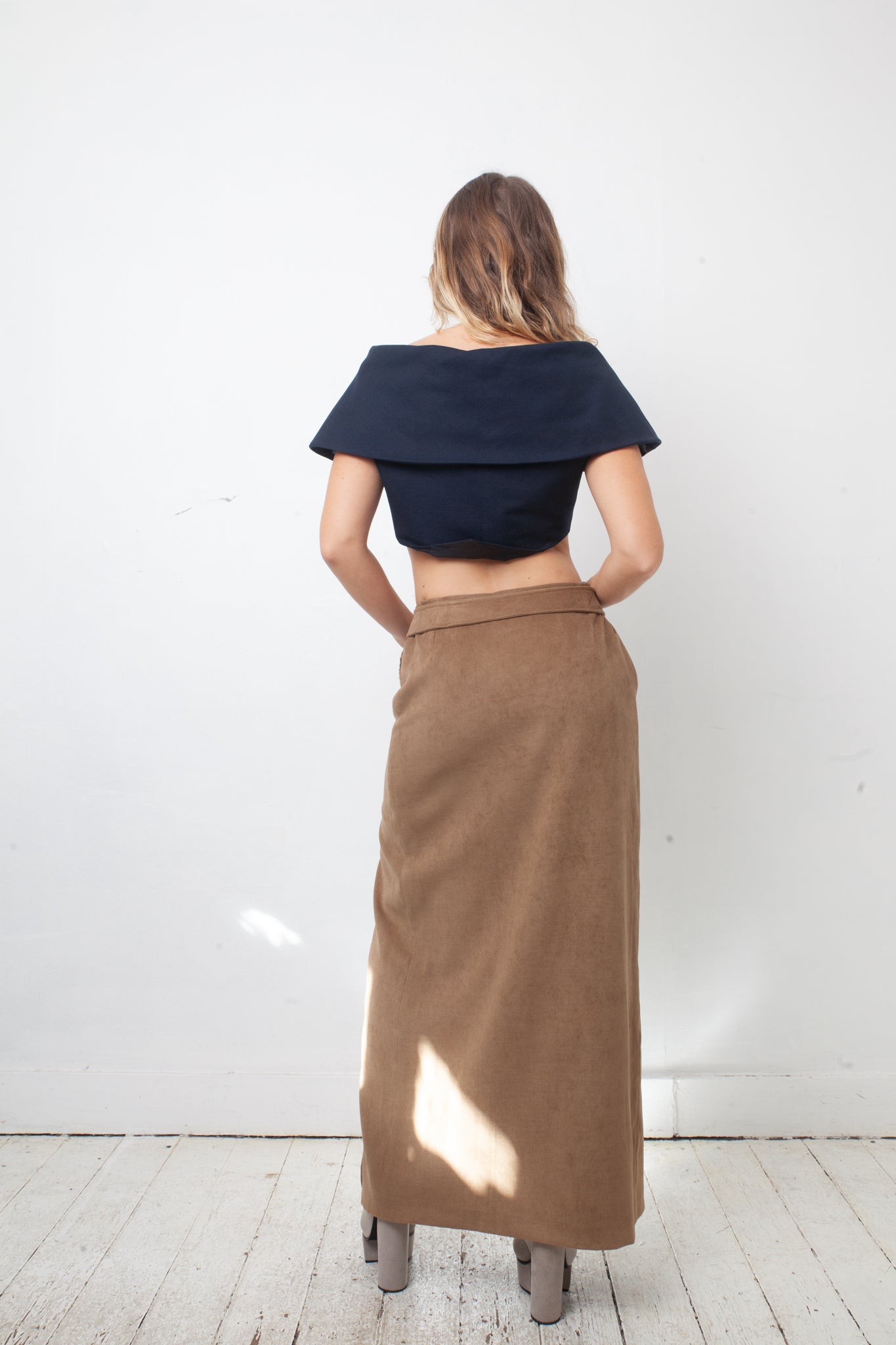 Jean Charles de Castelbajac 90's velvet beige maxi skirt with leopard lining