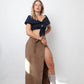 Jean Charles de Castelbajac 90's velvet beige maxi skirt with leopard lining