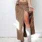 Jean Charles de Castelbajac 90's velvet beige maxi skirt with leopard lining