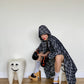 Jean-Paul Lespagnard black and white unlined bouclé coat with hood