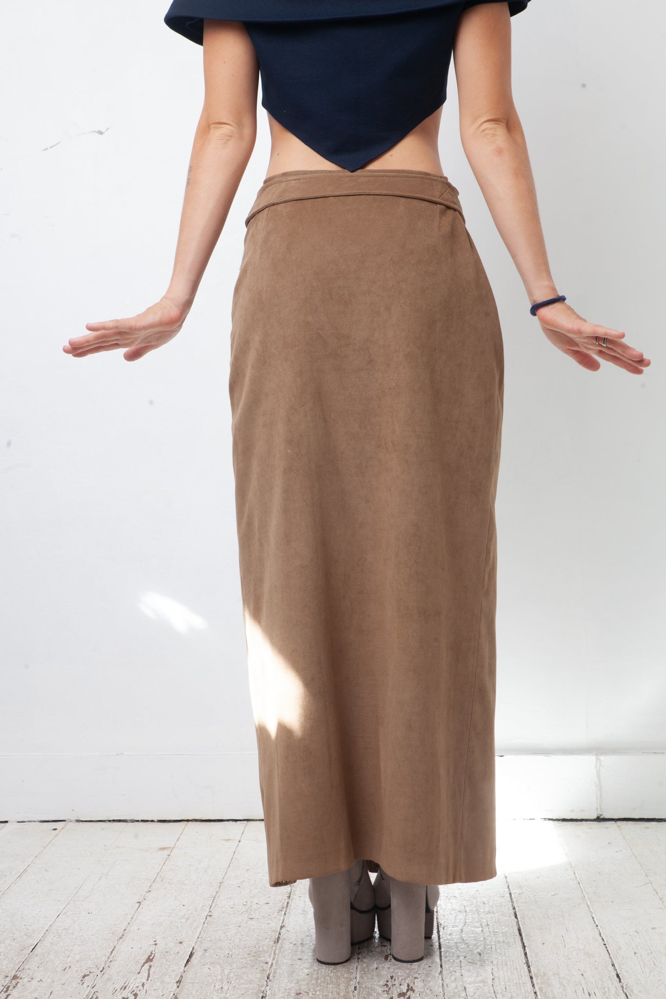 Jean Charles de Castelbajac 90's velvet beige maxi skirt with leopard lining