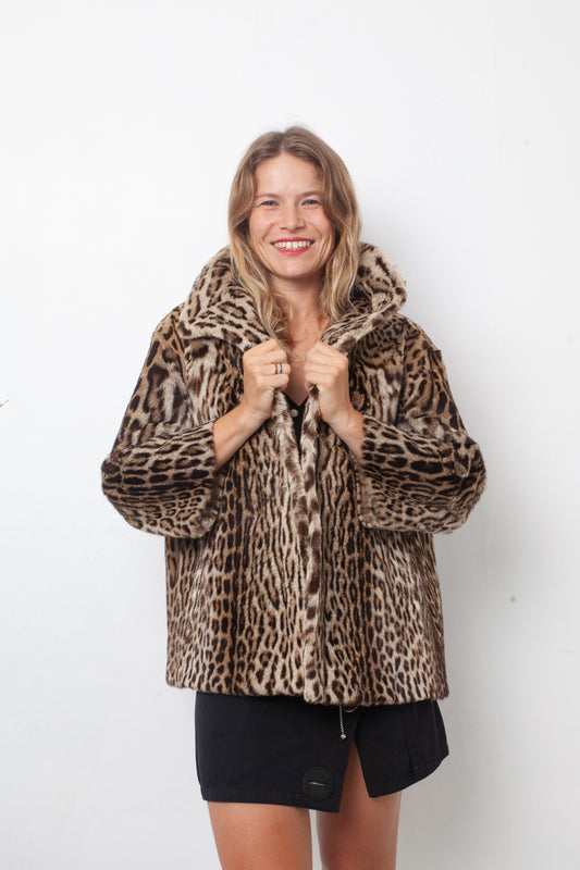 Vintage 1950's oslo leopard fur cropped coat
