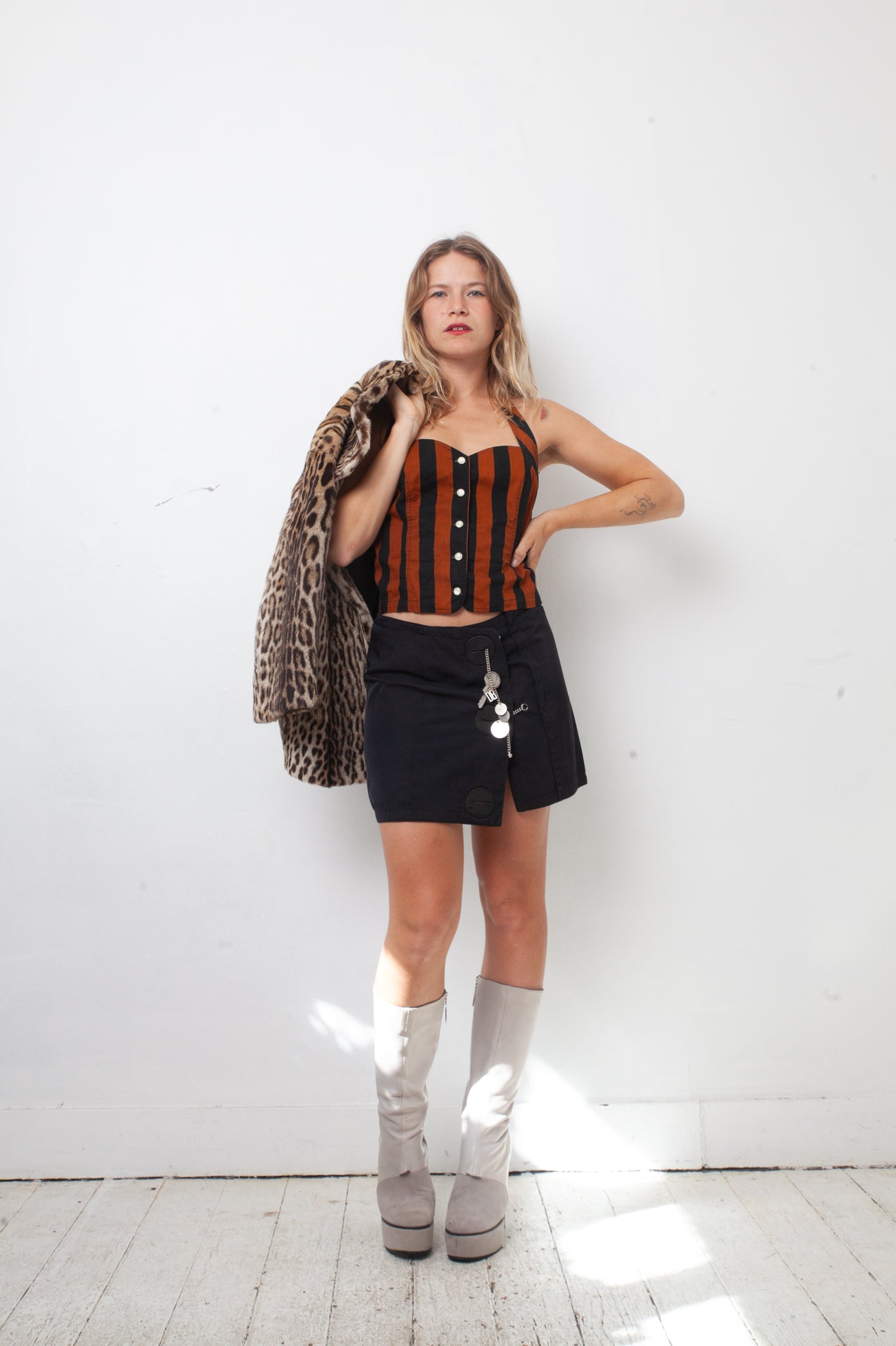 Kenzo 90's striped brown and black halter top