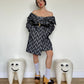 Jean-Paul Lespagnard black and white unlined bouclé coat with hood