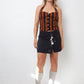 Dirk Bikkembergs 2000's black nylon miniskirt with chain and pendants