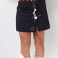 Dirk Bikkembergs 2000's black nylon miniskirt with chain and pendants