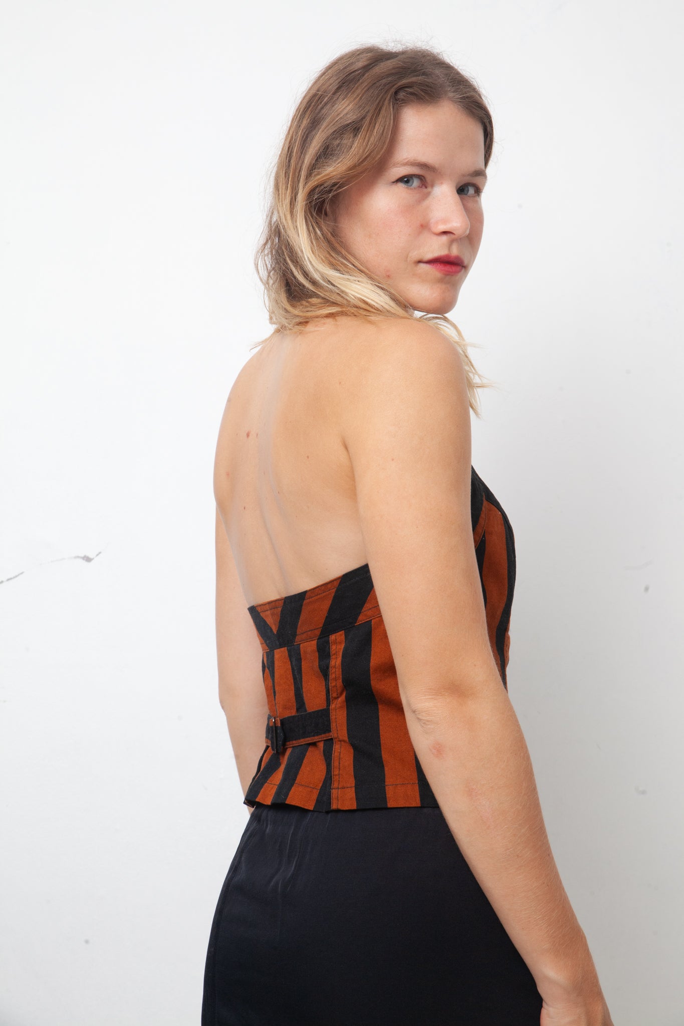 Kenzo 90's striped brown and black halter top