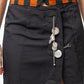 Dirk Bikkembergs 2000's black nylon miniskirt with chain and pendants