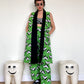 Jean-Paul Lespagnard pleated green, black and white jacquard trousers with "traces of wheels" pattern