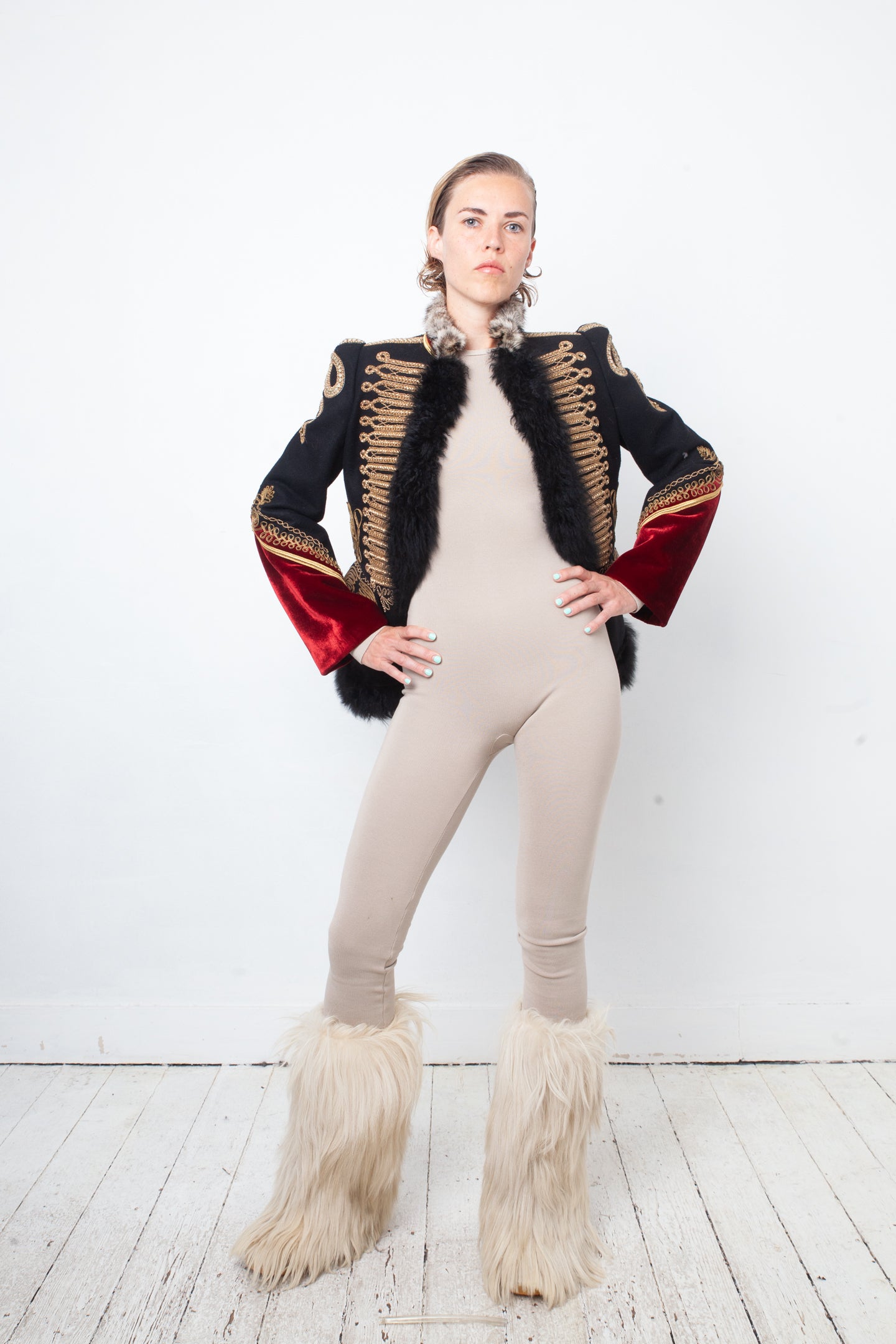 Prada 2000's beige knit body hugging jumpsuit