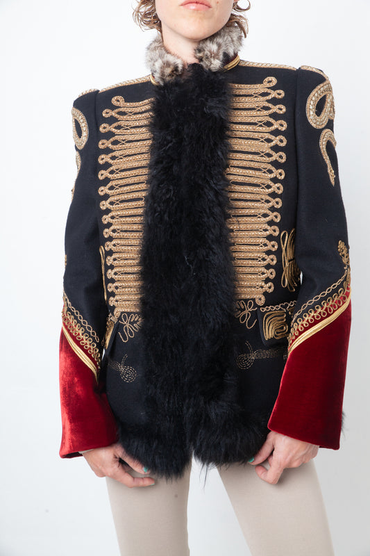 Roberto Cavalli Fall 2016 runway military jacket with golden snake embroideries