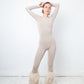 Prada 2000's beige knit body hugging jumpsuit