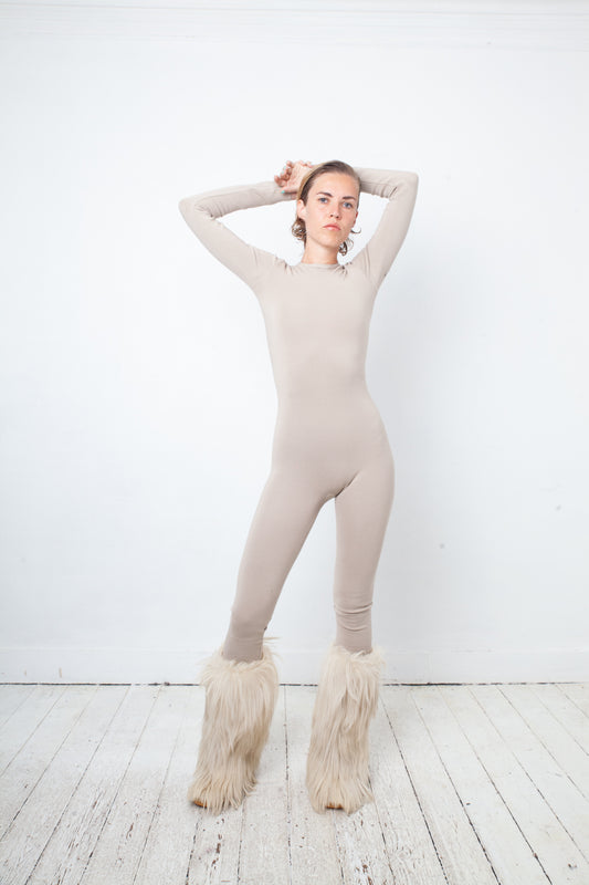 Prada 2000's beige knit body hugging jumpsuit
