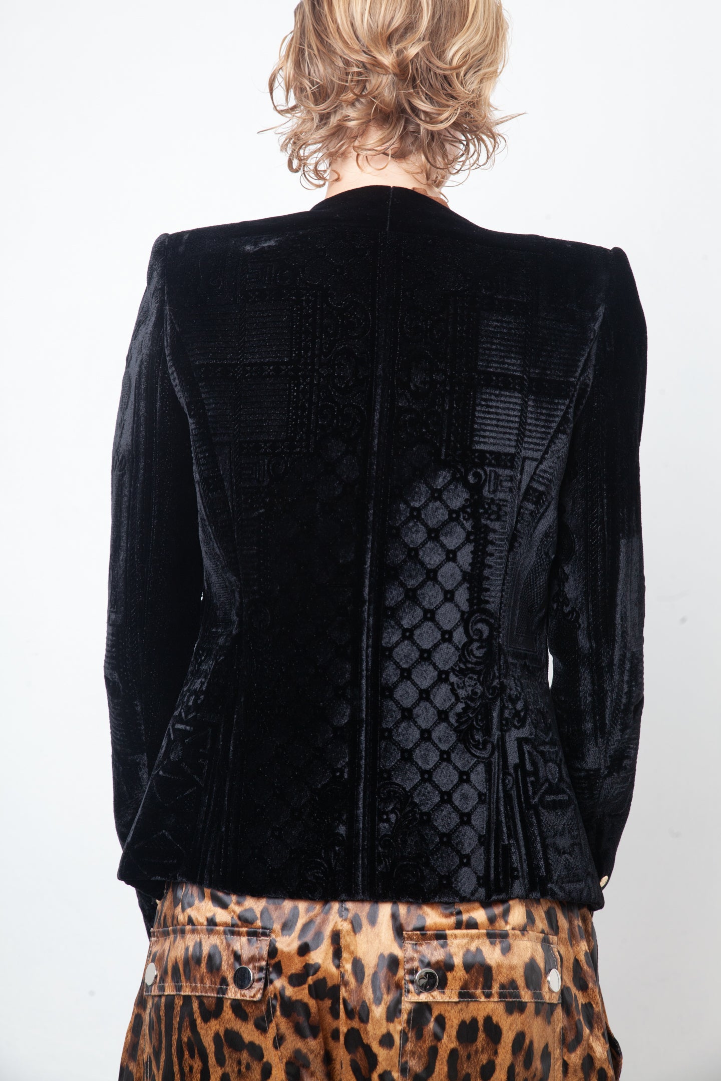 Balmain Fall 2012 black velvet dévoré Fabergé pattern blazer