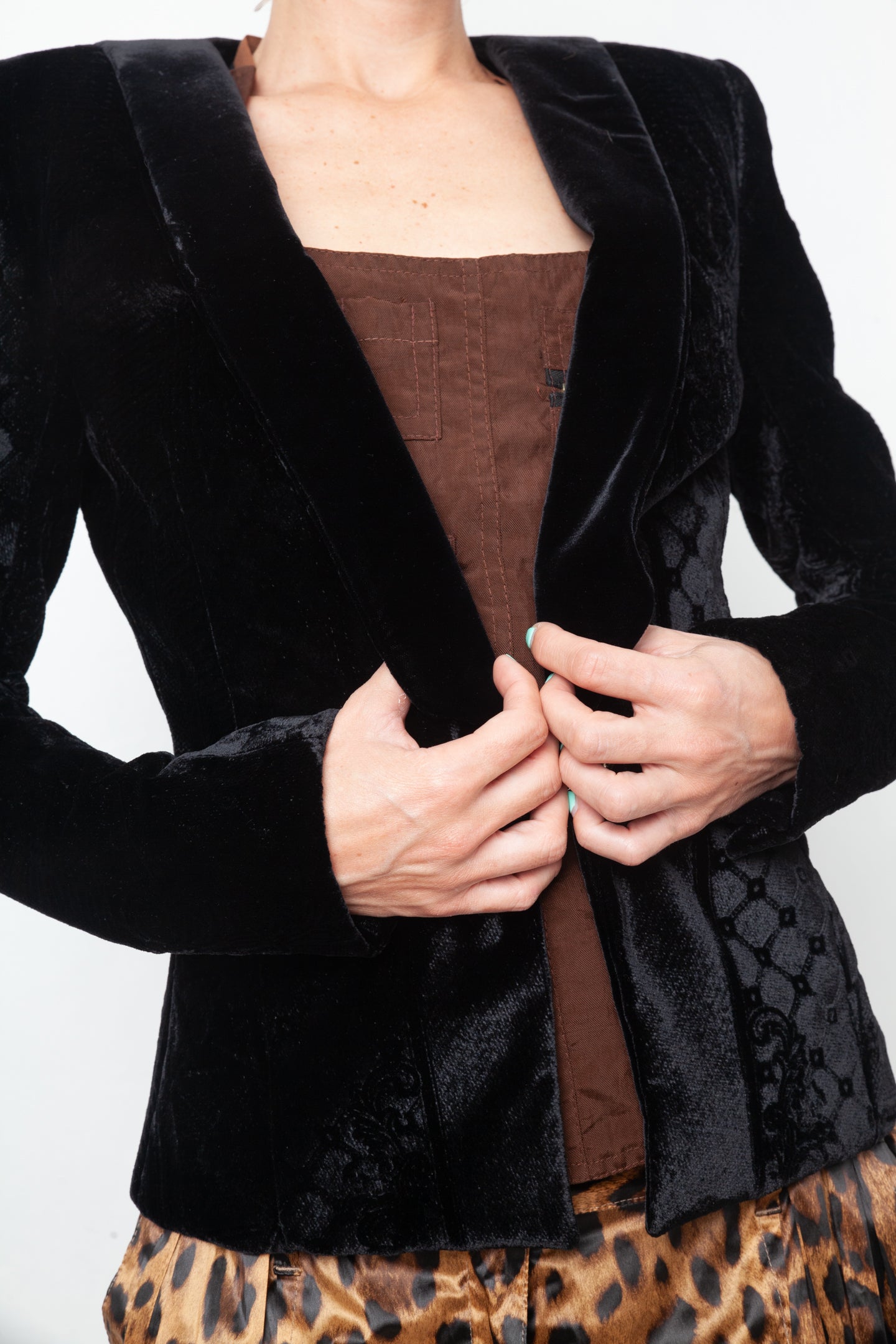 Balmain Fall 2012 black velvet dévoré Fabergé pattern blazer
