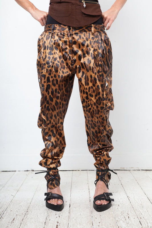 Dolce & Gabbana 2000's satin leopard print cargo pants