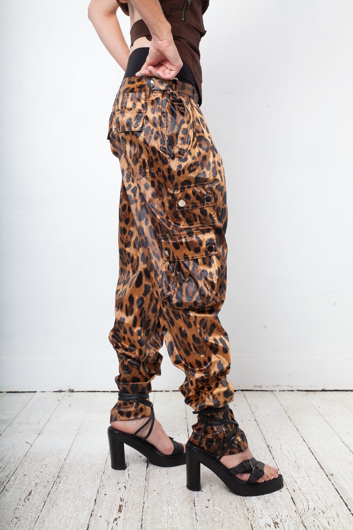 Dolce & Gabbana 2000's satin leopard print cargo pants