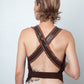 Jean Paul Gaultier 90's brown cargo harness top with multiple pockets and open back