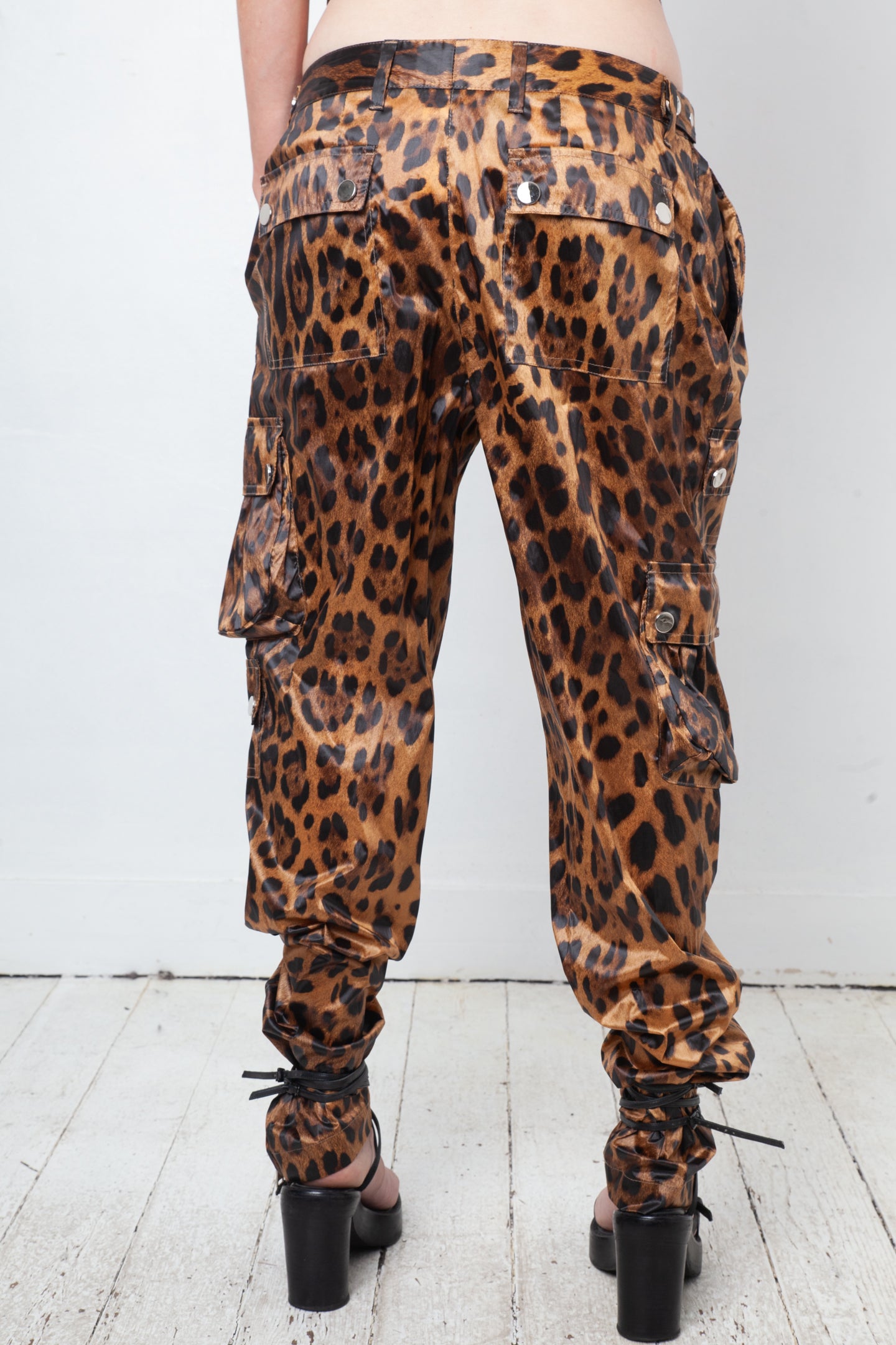 Dolce & Gabbana 2000's satin leopard print cargo pants