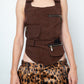 Jean Paul Gaultier 90's brown cargo harness top with multiple pockets and open back