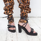 Ann Demeulemeester chunky heel platform black sandals with leather straps size 38