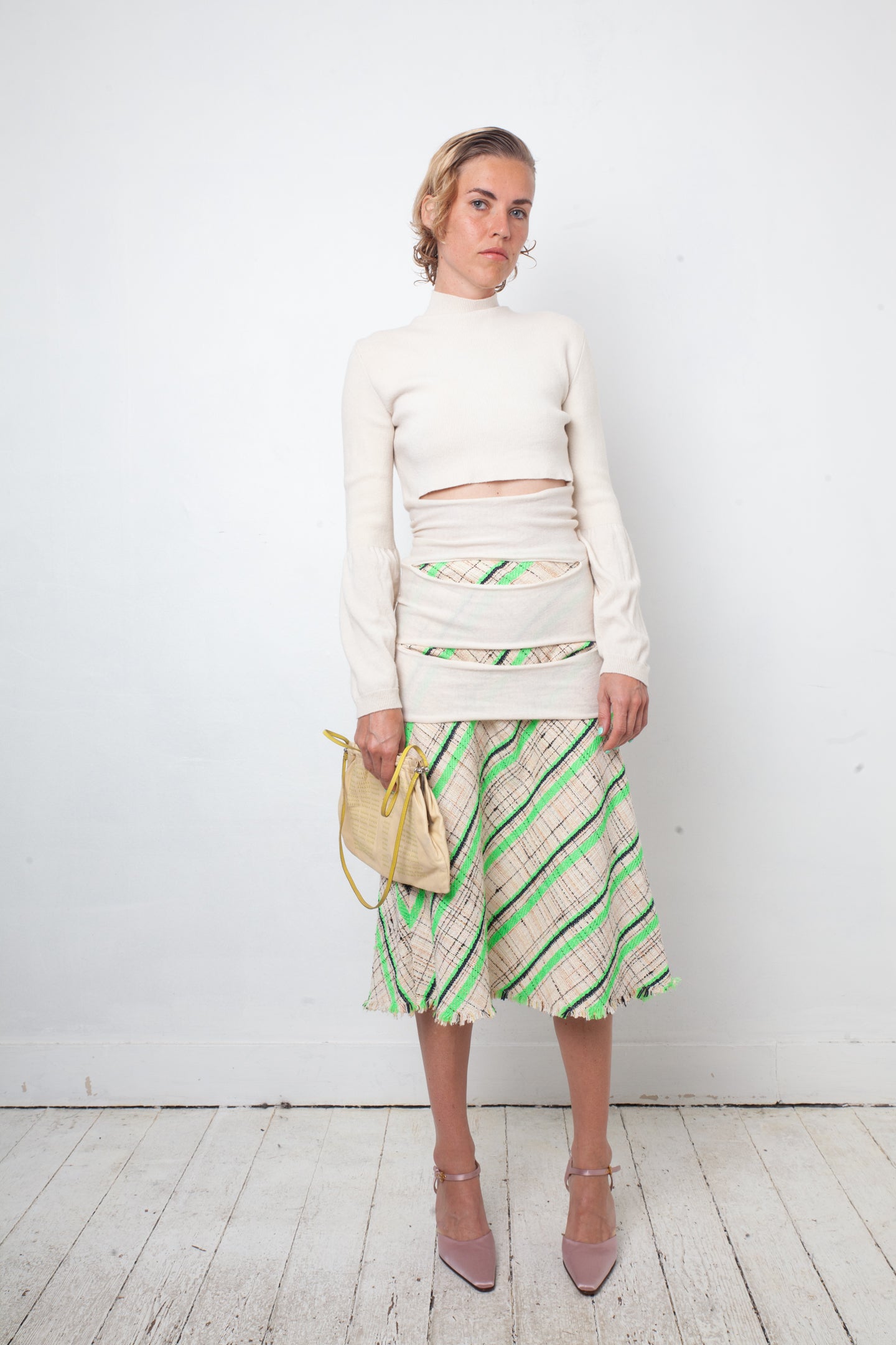 Nina Ricci 2000's cream slashed wool sweater