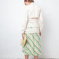 Margiela Spring 2017 cotton knit beige and fluorescent green midi skirt