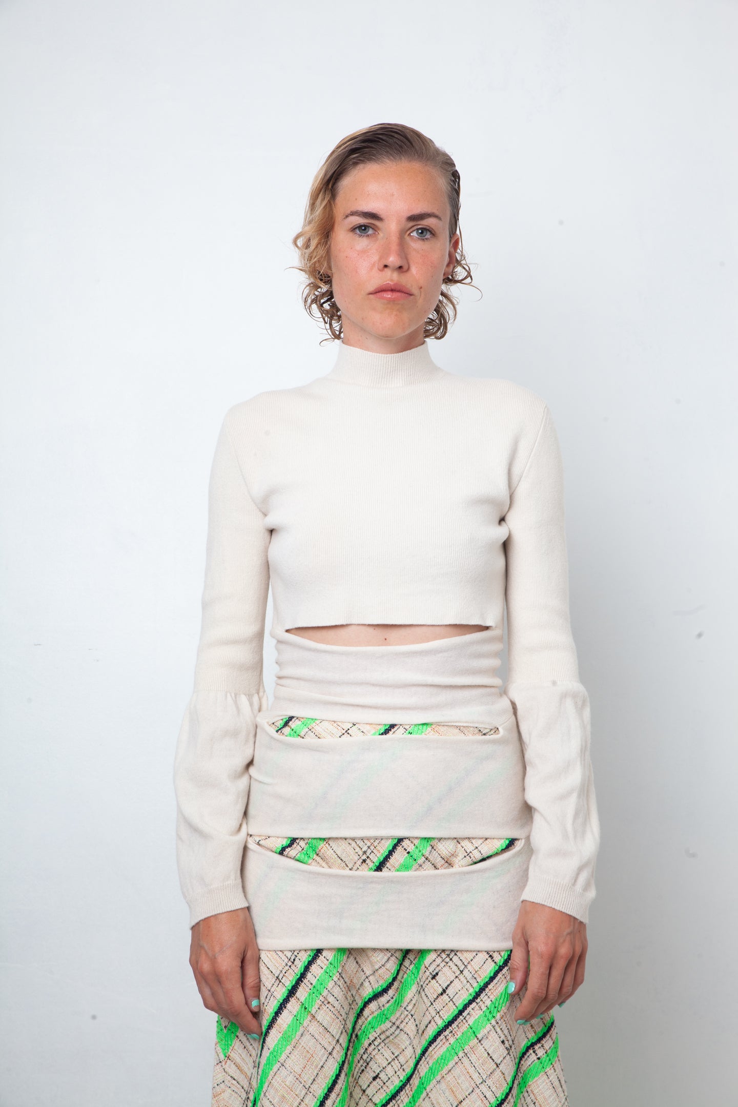 Nina Ricci 2000's cream slashed wool sweater