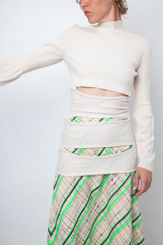 Nina Ricci 2000's cream slashed wool sweater