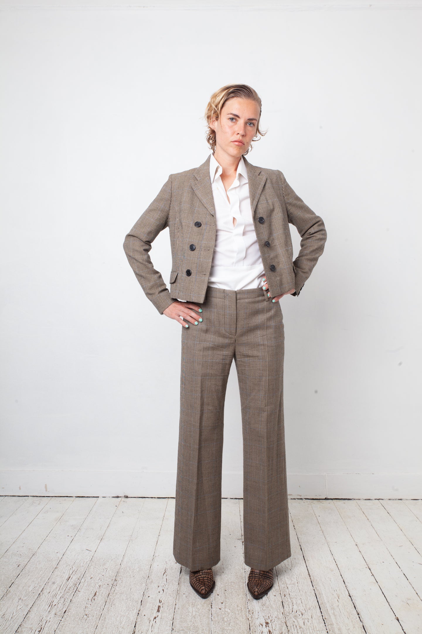 Chloé 2000's wool plaid grey pantsuit