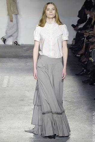 Veronique Branquinho SS 2008 brown ruffled layered maxi skirt