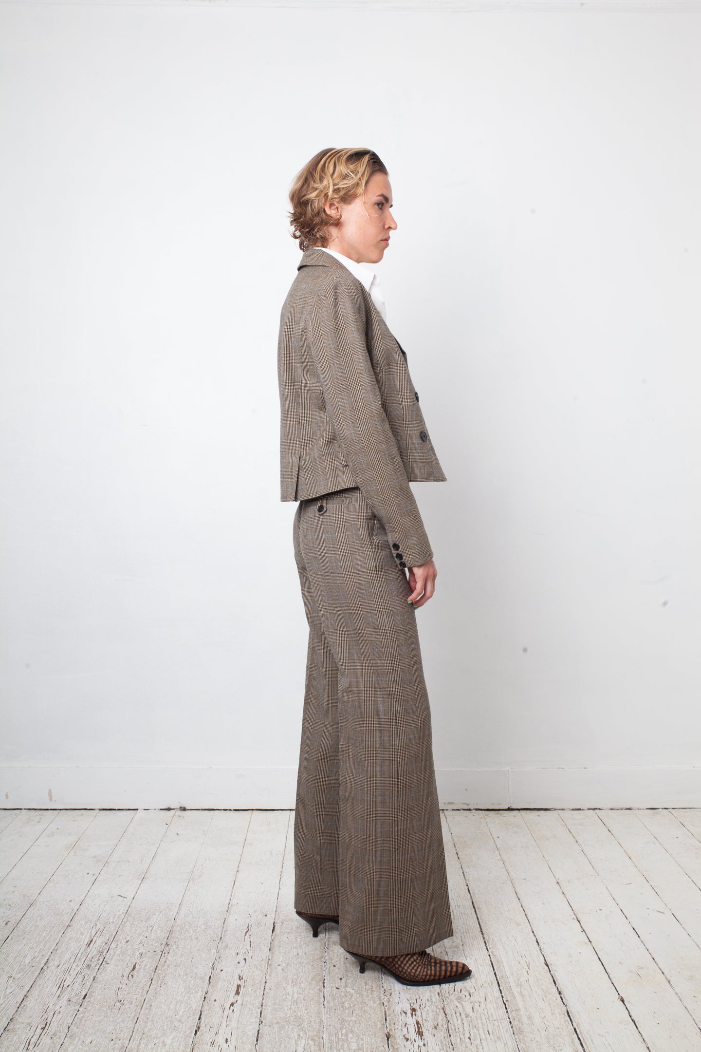 Chloé 2000's wool plaid grey pantsuit