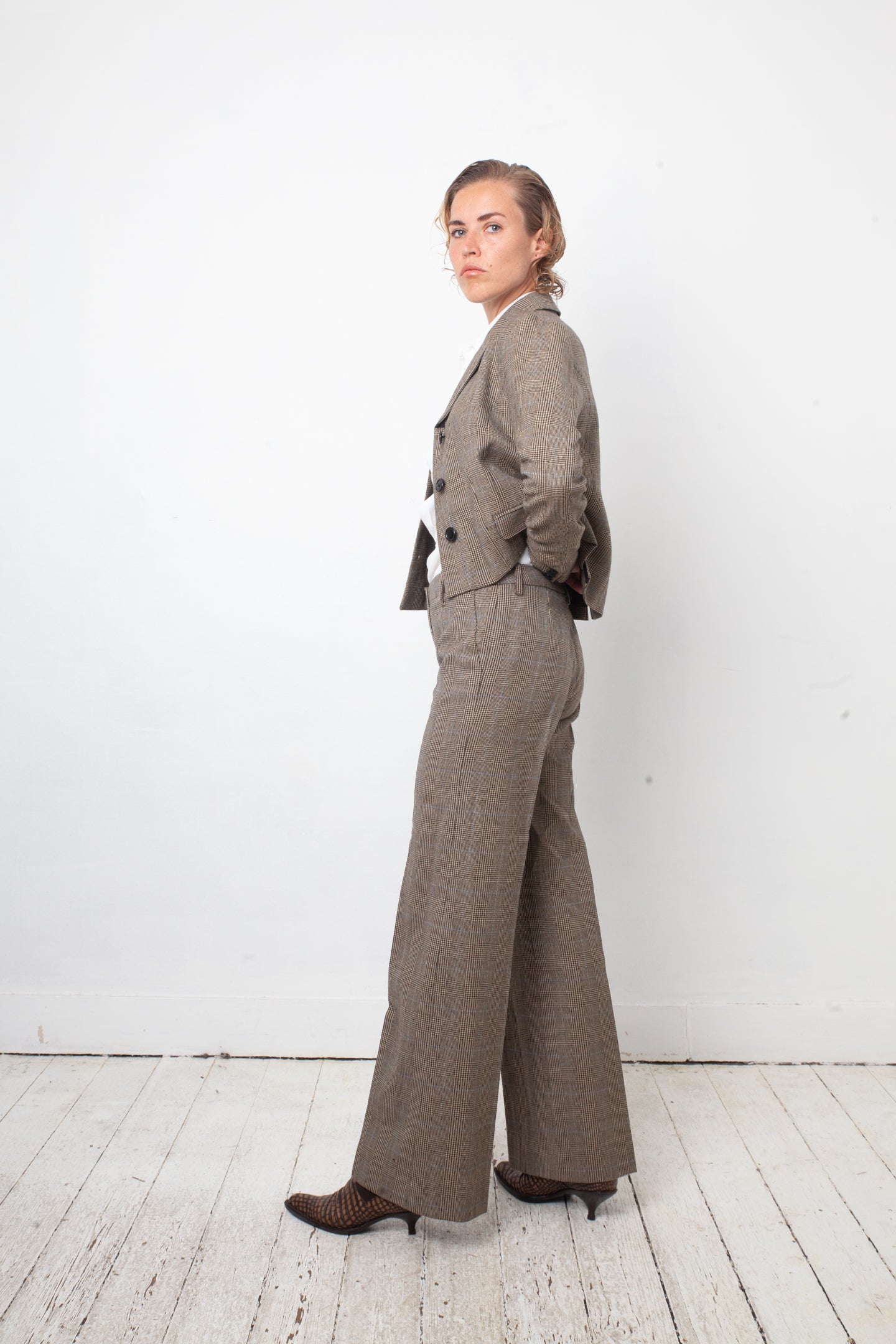 Chloé 2000's wool plaid grey pantsuit